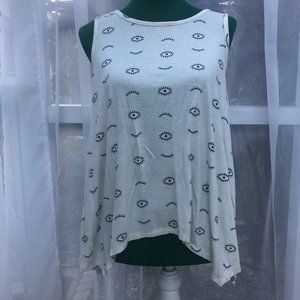 White Hi-Low Eye Tank Top